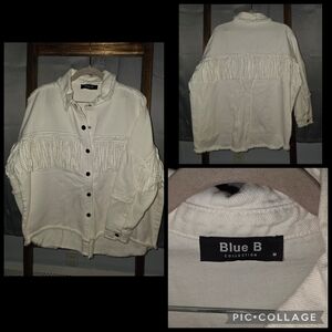 Blue B White Fringe Jean Jacket
